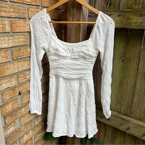 Hollister Textured White Long Sleeve Romper